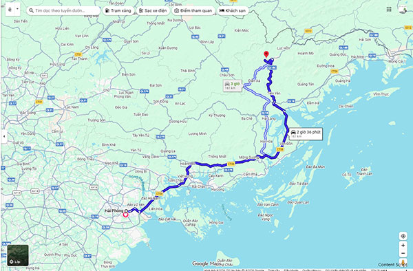 Hải Phòng đi Bình Liêu bao nhiêu km?