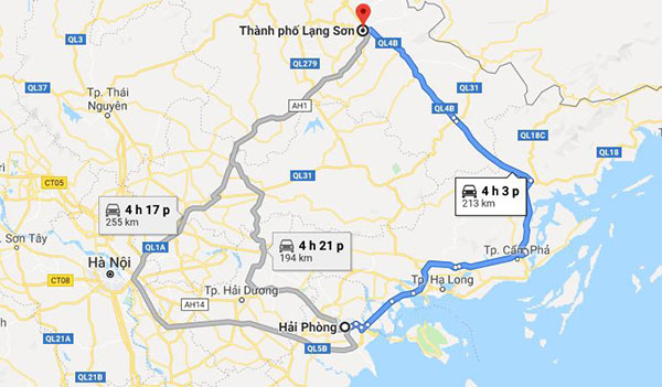 Các tuyến đường di chuyển từ Hải Phòng đi Lạng Sơn